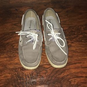 Silver and Gray Sperrys